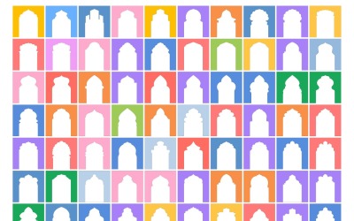 Islamic Arch Design Glyph Inverted Set 100 - 1