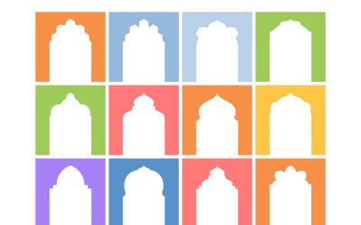 Islamic Arch Design Glyph Inverted Set - 10