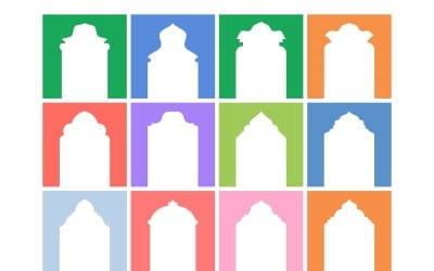 Islamic Arch Design Glyph Inverted Set - 12