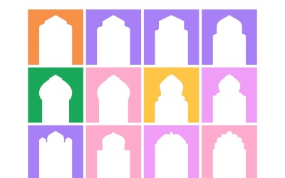 Islamic Arch Design Glyph Inverted Set - 15