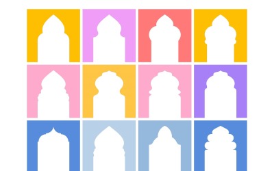 Islamic Arch Design Glyph Inverted Set - 17