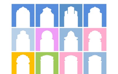 Islamic Arch Design Glyph Inverted Set - 1