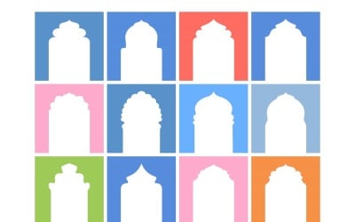 Islamic Arch Design Glyph Inverted Set - 2