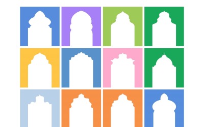 Islamic Arch Design Glyph Inverted Set - 3