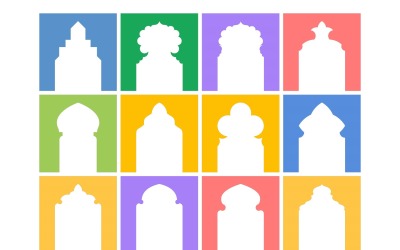 Islamic Arch Design Glyph Inverted Set - 4