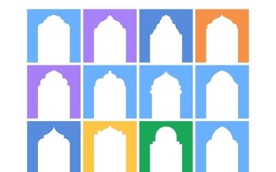 Islamic Arch Design Glyph Inverted Set - 5