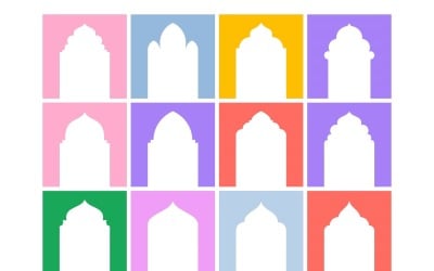 Islamic Arch Design Glyph Inverted Set - 6
