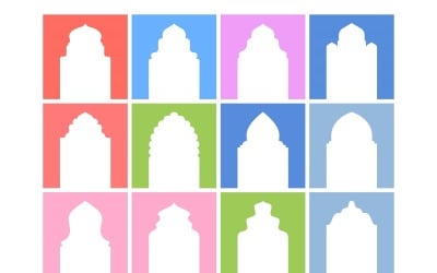 Islamic Arch Design Glyph Inverted Set - 8