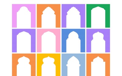 Islamic Arch Design Glyph Inverted Set - 9
