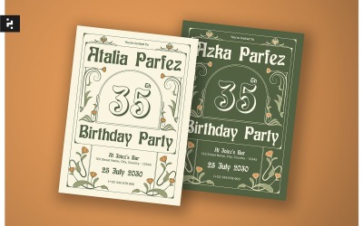 Birthday Party Invitation Elegant Art Nouveau