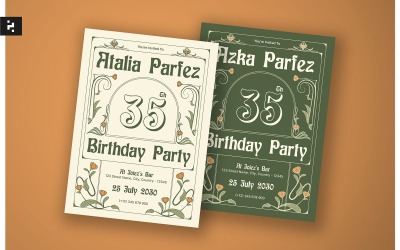 Invitation à une fête d&amp;#39;anniversaire Art Nouveau élégant