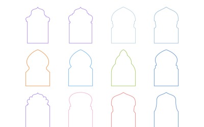 Conjunto de líneas delgadas de diseño de arco islámico 12 - 11