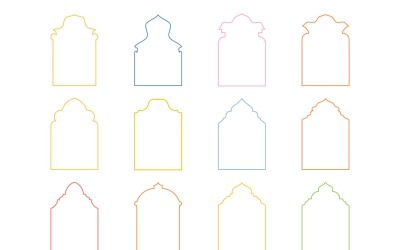 Conjunto de líneas delgadas de diseño de arco islámico 12 - 12