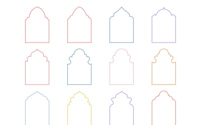 Islamic Arch Design Thin Line Set 12 - 13