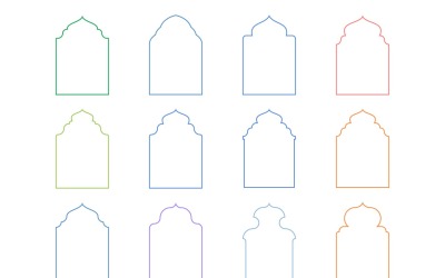 Conjunto de linhas finas de design de arco islâmico 12 - 14