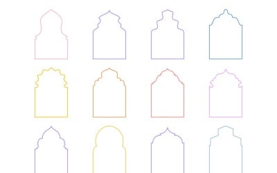 Conjunto de linhas finas de design de arco islâmico 12 - 16