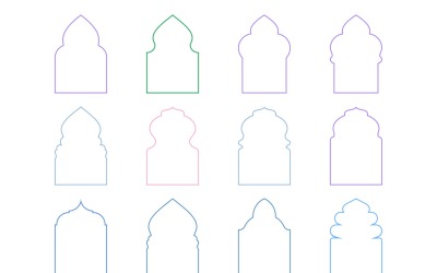 Conjunto de linhas finas de design de arco islâmico 12 - 17