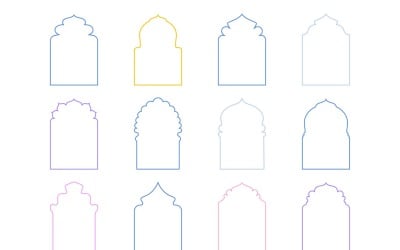 Conjunto de linhas finas de design de arco islâmico 12 - 2