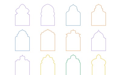 Conjunto de linhas finas de design de arco islâmico 12 - 3