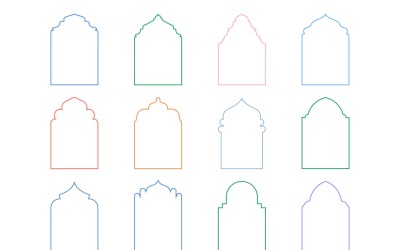 Conjunto de linhas finas de design de arco islâmico 12 - 5