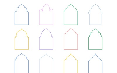 Conjunto de linhas finas de design de arco islâmico 12 - 6