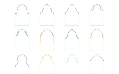 Conjunto de linhas finas de design de arco islâmico 12 - 8