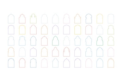 Conjunto de líneas delgadas de diseño de arco islámico 50 - 1
