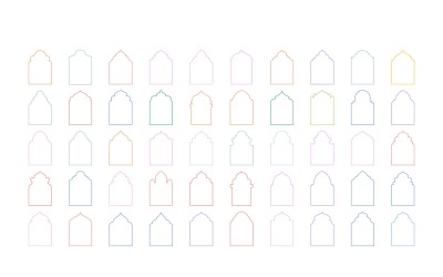 Conjunto de linhas finas de design de arco islâmico 50 - 3