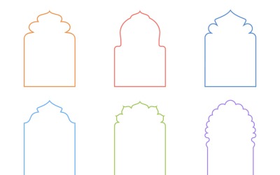 Islamisches Bogendesign, dünne Linien, Set 6 – 10