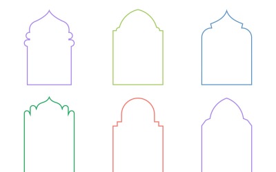 Conjunto de linhas finas de design de arco islâmico 6 - 13