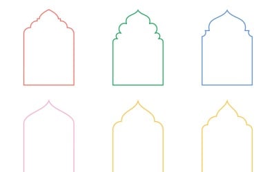Conjunto de linhas finas de design de arco islâmico 6 - 14
