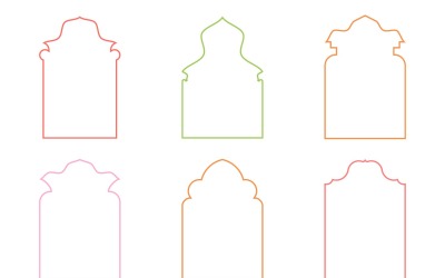 Conjunto de linhas finas de design de arco islâmico 6 - 20