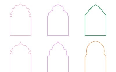 Islamic Arch Design Thin Line Set 6 - 24