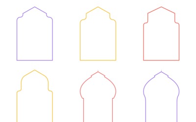 Conjunto de linhas finas de design de arco islâmico 6 - 32