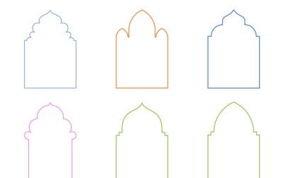 Conjunto de líneas delgadas de diseño de arco islámico 6 - 6