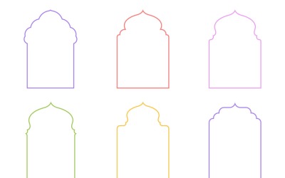 Conjunto de líneas delgadas de diseño de arco islámico 6 - 7