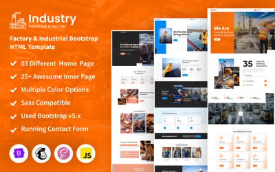 Industry - Factory &amp;amp; Industrial Bootstrap HTML Template