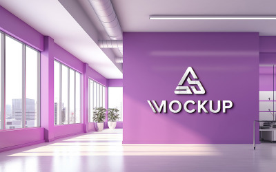 Realistic indoor wall 3d logo mockup psd