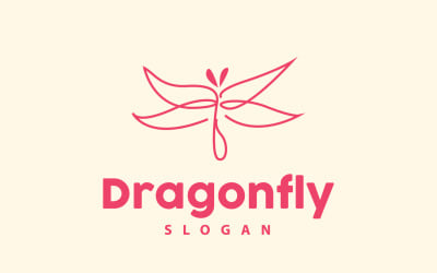Dragonfly Logo Flying Animal Vector Minimalist DesignV6
