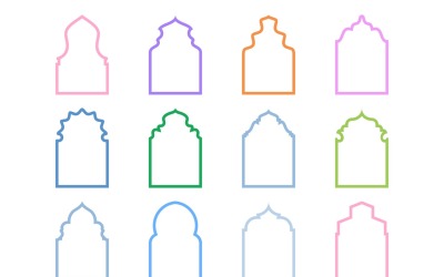 Islamic Arch Design Bold Line Set 12 - 16