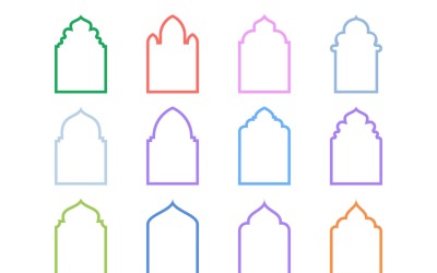 Conjunto de linhas em negrito com design de arco islâmico 12 - 6