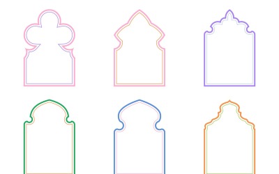 Linhas duplas de design de arco islâmico Conjunto 6 - 12