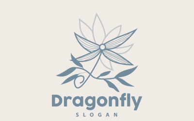 Logo Dragonfly Flying Animal Vector Minimalistický designV10