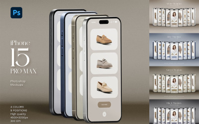 iPhone 15 Pro Max Mockup – 4 Farben