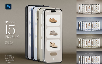 iPhone 15 Pro Max Mockup – 4 Farben