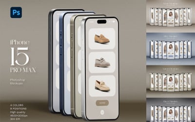 iPhone 15 Pro Max Mockup - 4 färger
