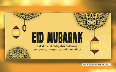 Conception de message de voeux Eid Mubarak avec art de mandala audacieux, modèle de conception vectorielle EPS