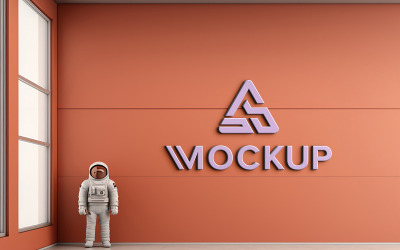 Corporate wall logo mockup indoor