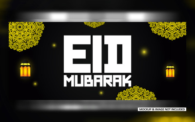 Design de postagem de saudação Black Eid com arte de mandala em negrito, modelo de design de vetor EPS