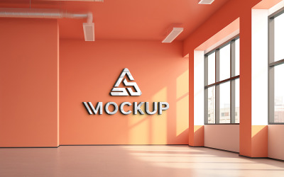 3d logo mockup on wall indoor